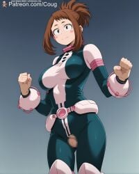 1girls ai_generated big_breasts boku_no_hero_academia censored cougwe my_hero_academia ochako_uraraka ochako_uraraka_(hero_outfit) stable_diffusion