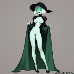 ai_generated black_lips black_lipstick classy creepy dress ghost ghost_girl glowing_eyes large_breasts open_dress pale_skin pussy rickette victorian