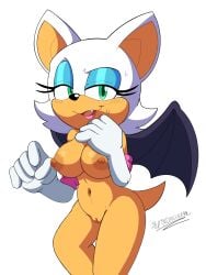 1girls areolae bat bat_wings big_breasts breasts eyelashes female furry gloves goldsden large_breasts legs navel nipples nude pussy rouge_the_bat smile sonic_(series) sweat tagme tail white_gloves wings