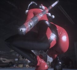 3d ass batman:_arkham_knight dc dc_comics harley_quinn harley_quinn_(arkham_knight) harley_quinn_(classic) screenshot