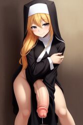 1futa ai_generated aifutalover futa_focus futa_only futanari gynomorph hair nun nun_futa nun_hat religion religious religious_clothing religious_headwear solo_futa