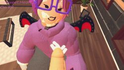 3d bat_wings cum_on_face demithefemboy05 femboy gay glasses rec_room rec_room_fba_(costume) splenda_(rec_room) staring_at_penis