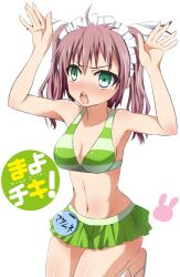 bikini bikini_top green_eyes green_swimsuit mayo_chiki! purple_hair usami_masamune