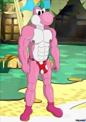 anthro balls beach ciel-wolf clothing dinosaur dragon footwear genitals male mario_bros muscular muscular_anthro muscular_male mythological_creature mythological_scalie mythology nintendo nipples outside paper_mario paper_mario:_the_thousand_year_door penis pink_body pink_scales pink_yoshi prehistoric_species reptile scales scalie shoes solo the_great_gonzales_jr underwear white_body white_scale yoshi