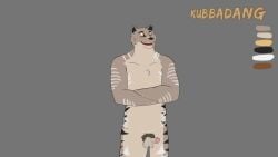 aboriginal anthro bodily_fluids dasyuromorph erection extinct genital_fluids hi_res kubbadang lands_of_fire male mammal markings marsupial precum pubes recently_extinct_species solo solo_male thylacine tribal tribal_markings unknown_artist