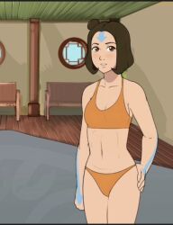 1girls 2d air_nomad airbender_tattoo avatar_legends bikini female female_only four_elements_trainer game_cg human jinora mity solo the_legend_of_korra