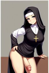 1futa ai_generated aifutalover futa_focus futa_only futanari gynomorph nun nun_futa nun_hat religion religious religious_clothing religious_headwear solo_futa