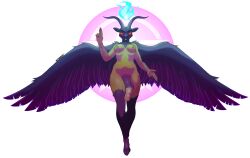 absurd_res ambiguous_gender animal_genitalia animal_penis anthro baphomet_(deity) baphomet_pose bovid breasts caprine caprine_demon crown deity demon equine_genitalia equine_penis genitals glowing glowing_eyes goat goat_demon headgear hi_res hooves horn humanoid looking_at_viewer mammal nude occult_symbol penis pentagram red_eyes rottieridge simple_background smile smiling_at_viewer smirk smirking_at_viewer solo symbol tattoo wings