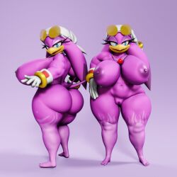 3d ass avian bandana beak big_breasts big_butt bird blue_eyes bracelet breasts clothing eyewear eyewear_on_head feet female genitals glasses glasses_on_head gloves handwear hi_res hirundinid huge_breasts huge_butt jewelry kerchief mostly_nude necklace nipples oscine passerine purple_body purple_nipples pussy sega solo sonic_(series) sonic_riders sonic_the_hedgehog_(series) swallow_(bird) tail thick_thighs voluptuous_female vulkyasha wave_the_swallow