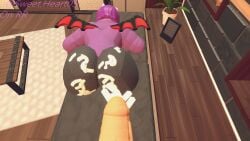 bat_wings cum cum_on_ass cum_on_face demithefemboy05 femboy gay glasses rec_room rec_room_fba_(costume) splenda_(rec_room)