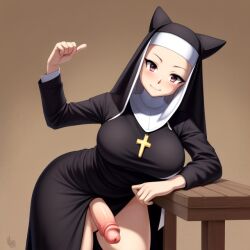 1futa ai_generated aifutalover futa_focus futa_only futanari gynomorph nun nun_futa nun_hat religion religious religious_clothing religious_headwear solo_futa