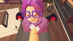 bat_wings cum_on_face demithefemboy05 femboy gay glasses rec_room rec_room_fba_(costume) splenda_(rec_room) staring_at_penis