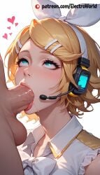 1boy 1girls ai_generated blowjob cum_in_mouth deepthroat electroworld female heart kagamine_rin orgasm project_sekai sperm