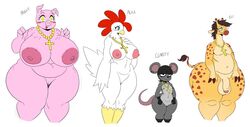 alice_(sssonic2) anthro areola avian balls belly big_areola big_breasts bird blue_eyes blush breasts chicken christianity clarity_(sssonic2) cross domestic_pig eli_(sssonic2) eyewear female galliform gallus_(genus) giraffe giraffid girly glasses green_eyes hi_res huge_breasts jewelry male mammal molly_(sssonic2) mouse murid murine navel necklace nude overweight overweight_female penis phasianid pussy religion rodent shortstack simple_background small_breasts smile sssonic2 star_eyes suid suina sus_(pig) thick_thighs white_background wide_hips