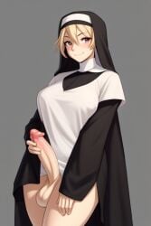 1futa ai_generated aifutalover futa_focus futa_only futanari gynomorph hair nun nun_futa nun_hat religion religious religious_clothing religious_headwear solo_futa