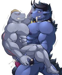 2boys absurd_res anal anal_sex anthro azune bara behemoth bell_collar bracelet collar crossover cum cum_in_ass cum_inside duo erection final_fantasy furry gay hi_res interspecies jewelry larger_male machoke maldu male male_only muscular muscular_male nintendo nipples nude original_character penetration penis pokémon_(species) pokemon pokemon_(species) sex simple_background size_difference smaller_male spiked_bracelet spikes square_enix stand_and_carry_position standing testicles video_games white_background yaoi