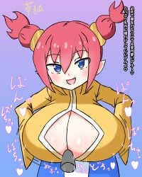 big_breasts breasts cleavage cleavage_window disembodied_penis disgaea fight_mistress_(disgaea) gigantic_breasts huge_breasts large_breasts massive_breasts nippon_ichi_software paizuri paizuri_under_clothes suiko_asrain