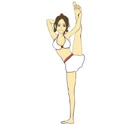 1girls avatar_legends avatar_the_last_airbender bikini brown_hair female female_only fire_nation gymnastics hazel_eyes human leg_up solo stretching ty_lee wide_open