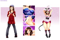 ass ass_expansion black_sclera brainwashing breast_expansion breasts demon demon_girl demon_horns demon_tail elbow_gloves eye_color_change female gender_transformation hair_growth high_heels identity_death magical_girl minidress mtf_transformation panties succubus themightfenek thick_thighs thigh_expansion transformation wide_hips