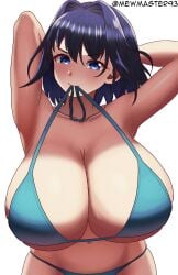 1girls bikini bikini_top blue_eyes blue_hair breasts cleavage female hololive hololive_english hololive_english_-council- hololive_english_-promise- huge_breasts light-skinned_female light_skin medium_hair mewmaster93 ouro_kronii virtual_youtuber