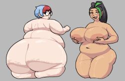 ass ass_bigger_than_head ass_focus back_view bbw bikini black_hair breasts_focus casual_nudity chubby_female facing_away facing_viewer fat fat_ass fat_belly fat_breasts fat_woman female freckles game_freak glasses green_highlights holding_breasts huge_ass maniacalfork naked nemona_(pokemon) nintendo obese obese_female overweight overweight_female penny_(pokemon) pokemon pokemon_sv red_and_blue_hair ssbbw tagme thighs_up two_colored_hair weight_gain