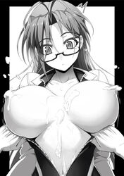 breasts censored cum large_breasts nipples ookuma_(nitroplus) tagme