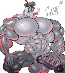 1boy abs balls bara big_balls big_muscles big_penis bobthetanuki cigar clank_(ratchet_and_clank) extrasizedbob gay male male_only muscles muscular muscular_male nude pecs penis ratchet_and_clank robot simple_background solo video_games