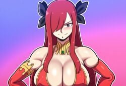 1girls ai_generated big_breasts erza_scarlet fairy_tail huge_breasts large_breasts mullon novelai red_hair thick_thighs voluptuous voluptuous_female