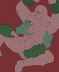 forced_yaoi gay goddess green_skin group_sex king king_satun_(ousama_ranking) male male/male old_man orc orc_male ousama_ranking sweatdrop