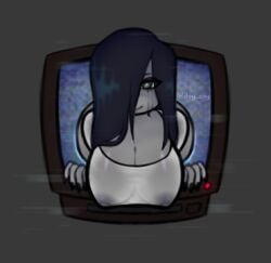 1girls ass big_breasts black_hair breasts clothed coy_doy dbd dead_by_daylight female female_only ghost ghost_girl hair_over_one_eye onryo ringu see-through_clothing solo solo_female television the_ring wet_clothes yamamura_sadako