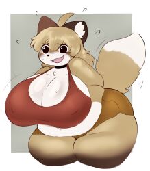 big_breasts breasts canid chubby cleavage female fox fujiko_(inazuma_kat) furry huge_breasts inazuma_kat thick_thighs wide_hips