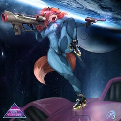 1:1 1futa anthro balls black_fur blue_clothing bodysuit bulge butt_from_the_front canid canine clothing controller detailed_background dickgirl dipstick_tail flaccid fox fur futa_only futanari game_controller girly gun hair handgun intersex lips mammal metroid multicolored_fur multicolored_tail navel nintendo nipple_outline on_one_leg one_leg_up open_mouth orange_fur orange_hair penis pistol raised_leg ranged_weapon solo standing super_nintendo tan_fur tight_clothing two_tone_fur video_games weapon zapper zero_suit zorro_re_(character) zorrore