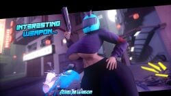 3d 3d_(artwork) 3d_render asrielthewagon background better_version_at_source big_ass big_breasts big_butt biker_girl biker_helmet carol_drift_(asrielthewagon) clothing covering_breasts gun hair holding_object holding_weapon horns night_sky peter_griffin_pose sfm source_filmmaker spiked_collar tight_clothing underboob v1_(ultrakill) watermark