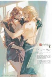 blonde_female blonde_hair boobs_out breasts breasts_out catherine_augustus_andohar_(path_to_nowhere) clothed clothes clothing czyw01 dress earring earrings female female_focus female_only langley_(path_to_nowhere) long_hair no_pants older_female path_to_nowhere scar scars short_hair sideboob suggestive thighs tits_out unbuttoned unbuttoned_shirt undressing undressing_another yuri