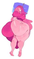 1girls 2d adventure_time ass ass_focus back_view big_ass big_breasts big_butt big_thighs bottom_heavy breasts bulumble-bee bulumble-bee_(style) bulumblebee butt_focus clothed_breasts clothing clothing_around_one_leg crown female female_focus female_only full_color girl gown gown_lift hyper hyper_ass hyper_butt large_ass large_boobs large_breasts large_butt large_thighs long_hair long_hair_female looking_at_viewer looking_back looking_down looking_down_at_viewer massive_ass massive_butt no_penetration pink_body pink_gown pink_hair pink_skin princess_bubblegum shushing simple_background solo solo_female squishing_ass squishing_butt sweatdrop tag_me text thick_ass thick_butt thick_thighs white_background
