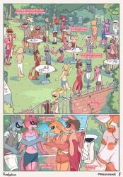 anthro comic dress female funkybun furry male multiple_boys multiple_girls nipples