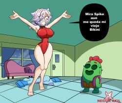 bags_under_eye bags_under_eyes big_breasts bikini bikini_only brawl_stars colette_(brawl_stars) eyebags negum_akil spike_(brawl_stars) supercell swimsuit_colette_(brawl_stars) video_game_character video_games white_hair