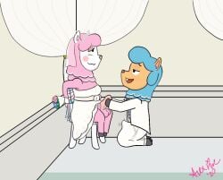 2020 alpaca animal_crossing balls black_tie_(suit) blazer blue_body blue_fur bottomwear bouquet bow_tie breasts bride bride_and_groom buckteeth bulge camelid chair clothing crown cyrus_(animal_crossing) dress eyelashes eyeshadow flamingazalea flower flower_bouquet freckled_face freckles fur furniture genitals groom gynomorph handjob head_tuft headgear holding_bouquet holding_flower holding_object hooves husband_and_wife intersex intersex/male kneeling lgbt_pride looking_pleasured makeup male mammal married_couple mascara neck_tuft nintendo pants penile penis pink_balls pink_body pink_fur plant pockets pride_color_accessory pride_colors pubes reese_(animal_crossing) rosy_cheeks rule_63 sex suit tan_body teeth tiara trans_(lore) trans_woman_(lore) transgender_pride_colors tuft two-handed_handjob wedding_clothing wedding_dress wedding_veil white_body wool_(fur)