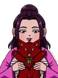 1girls asian asian_female beautiful big_breasts black_hair breasts busty busty_female chest_sarashi cleavage cleavage_overflow cute cute_cat daikaiju_yuki exposed_skin eyelashes female fluffy full_lips hair_bun holding_animal holding_cat huge_breasts japanese_clothes japanese_female kaiju kimono large_boobs large_breasts lips long_bangs long_hair makeup narajin official_art open_clothes pink_kimono red_fur revealing_clothes sarashi scantily_clad scantily_dressed sewingbear sexy_clothing straight_hair underboob yukata yuki_tsubaki