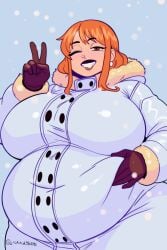 1girls 1milf bbw bbw_mommys big_ass big_breasts big_butt big_thighs bloated_belly bloated_stomach bloated_tummy clothed coat female jasmine29161093 jazzanna massive_ass massive_breasts massive_butt massive_thighs massive_tits milf milf_body milfification nami_(one_piece) overweight overweight_female plump snow solo solo_female