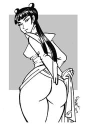 1girls 2019 avatar_the_last_airbender back_view big_ass black_and_white clothing female human mai_(avatar) nickelodeon no_panties small_breasts solo vicente