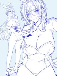 ass big_ass big_breasts blue_lock breasts bunny_ears curvy_female hand_on_chest long_legs michael_kaiser pio2pi playboy_bunny rule_63 tattooed_arm thick_thighs wide_hips