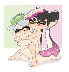 animal_humanoid belly birthmark black_hair blush breasts callie_(splatoon) camel_clutch catfight cephalopod cephalopod_humanoid cousins duo ear_piercing enookie feet female grey_hair hair hi_res humanoid humanoid_feet incest inkling licking licking_lips marie_(splatoon) marine marine_humanoid mollusk mollusk_humanoid nintendo nipples nude piercing pointy_ears self_lick sitting sitting_on smile splatoon squid_sisters submission_move tentacle tentacle_hair tongue tongue_out video_games wrestling yellow_eyes yuri