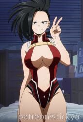 1girls ai_generated anime black_hair boku_no_hero_academia breasts eyes female fit hair momo_yaoyorozu my_hero_academia nsfw ponytail stickyai yaoyorozu_momo