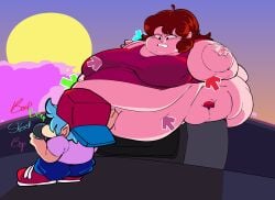 2021 boyfriend_(friday_night_funkin) breast_expansion car cloudboyo friday_night_funkin girlfriend_(friday_night_funkin) growth_drive immobile limousine scared wardrobe_malfunction weight_gain