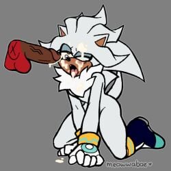 after_oral ahe_gao all_fours anthro backsack balls bodily_fluids boots clothing cum cum_on_chest cum_on_face cum_on_penis cum_on_tongue dark_body dark_skin darkened_genitalia disembodied_penis duo echidna eulipotyphlan fluffy fluffy_chest footwear genital_fluids genitals gloves handwear hedgehog knuckles_the_echidna looking_pleasured male male/male mammal meowwabae monotreme one_eye_closed penis red_balls sega shoes silver_the_hedgehog solo_focus sonic_the_hedgehog_(series) tail tongue white_body yellow_body