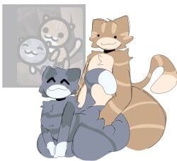 :3 absurd_res absurdres anal_sex anthro anthro_on_anthro anthro_penetrating anthrofied big_ass big_thighs cat_ears cat_tail catboy chubby_anthro chubby_male closed_eyes domestic_cat femboy femboy_on_femboy fucked_from_behind fucked_silly fur furry furry_male furry_only gay_sex highres love love_making meow mewgenics reference_image sex sex_from_behind tagme tagme_(artist) tagme_(character) white_background