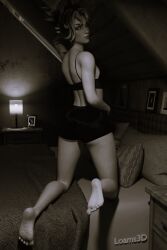 1girls 2026 3d 3d_(artwork) ass barefoot bed bed_sheet bedroom black_and_white blender bra clothed clothing epic_games feet female female_focus female_only filter fortnite fortnite:_battle_royale hi_res high_quality high_resolution highres jade_(fortnite) light-skinned_female light_skin loams3d presenting presenting_ass shorts tank_top watermark