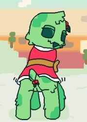 2025 4_legs aliasing ass bow_dress bow_ribbon cheek_tuft christmas christmas_clothing clothed clothing cloud creeper_(minecraft) detailed_background digital_media_(artwork) dress eyelashes facial_tuft fangs female feral fluffy genitals green_body half-closed_eyes happy head_tuft hill holidays holly_(plant) looking_back microsoft minecraft mistletoe mistletoe_on_tail mojang mottled narrowed_eyes no_underwear open_mouth open_smile pixel_vibri plant rear_view red_clothing red_dress rose_(pixel_vibri) shaking_butt short_tail sky smile snow solo standing sun sunset tail teeth tree tuft vulva xbox_game_studios