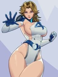 1girls big_breasts blonde_hair blue_eyes bodysuit breasts invisible_woman invisible_woman_(marvel_rivals) looking_at_viewer marvel marvel_comics nipples nude nude_female piercing_nipples pubic_hair pussy skullworms susan_storm tagme thick_thighs video